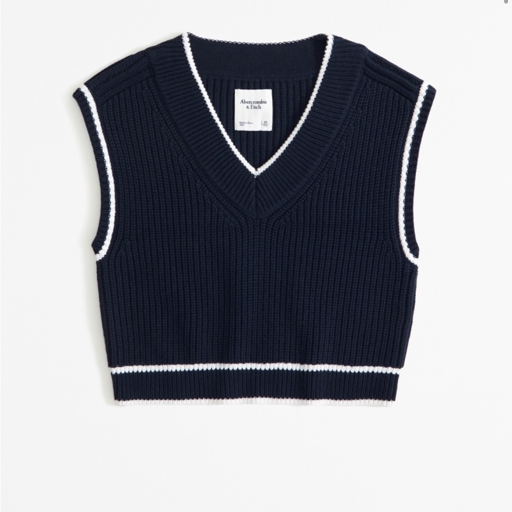 Abercrombie & Fitch Top: Tipped V-Neck Sweater Vest